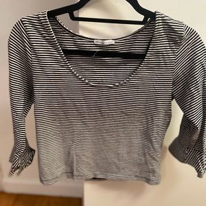 Zara stripped shirt with sleeve detail